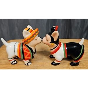 Kissing magnetic mexican chihuahua salt and pepper shakers